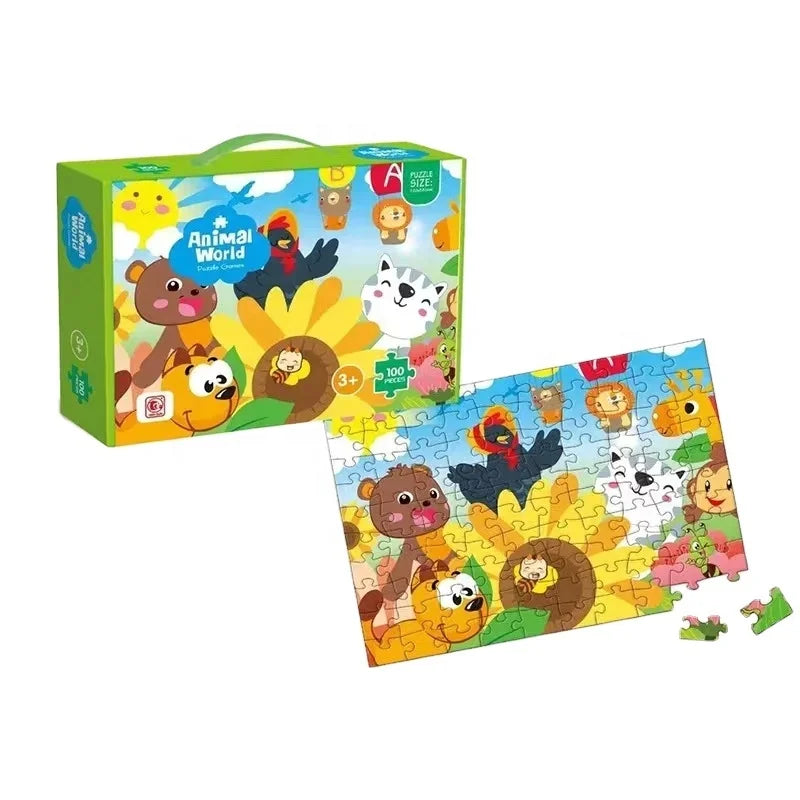Children's Puzzle 4-12 Years Old 100 Pieces of Paper Puzzle Animal Pattern Puzzle Educational Toys