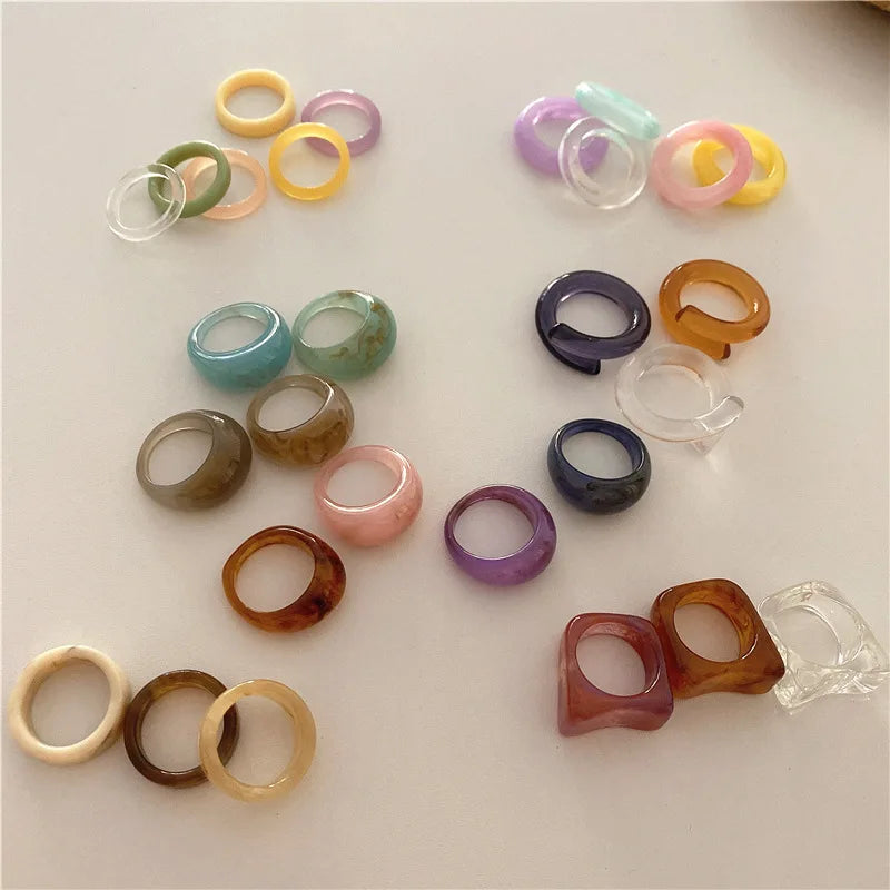 Wholesale Colorful Transparent Irregular Chunky Sterling Silver Resin GRS Certified Wedding & Party Rings