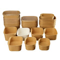 Custom Disposable Kraft Square Paper Bowl Bento Boxes Kraft Paper Soup Bowl With Lid For  Fast Food Packing Boxes