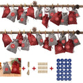 24Pcs Advent Calendar Drawstring Bag 1-24 Numbered Xmas Holiday Countdown Treat Bag