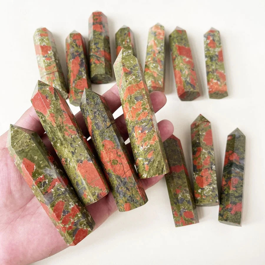 Wholesale Crystal Point Crystals Healing Stone Wand Unakite Quartz Tower for Home Decor