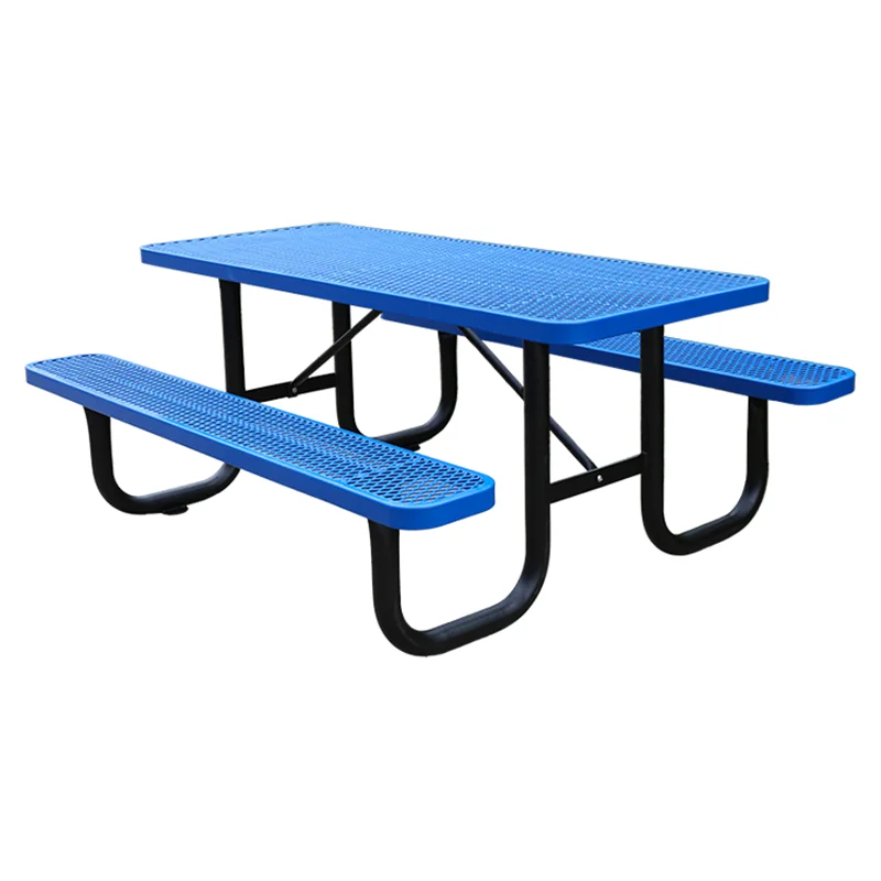 Outdoor Public Commercial 72 Inch 96 Inch Steel Picnic Table with Bench Outside Restaurant Garden Patio Metal Dining Table