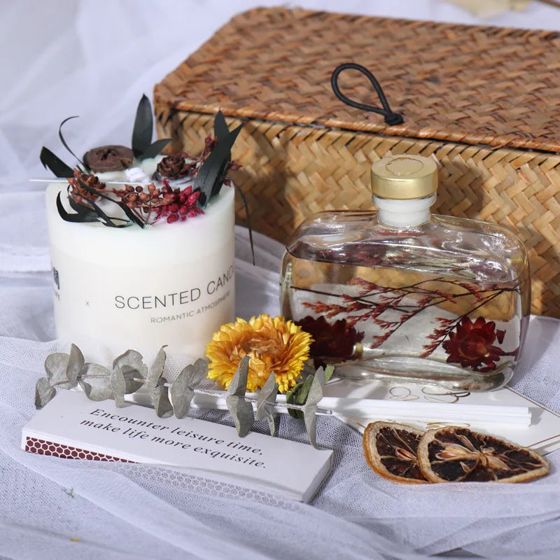 Vegetables & Flowers Scented Luxury Glass Jar Candles-Modern Design Handmade Holiday & Bars Use