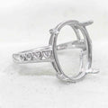Sterling Silver 12*16mm Semi Mount Ring Empty Frame Blank Support Claws Setting S925 Base Holder Without Center Stone for Inlay