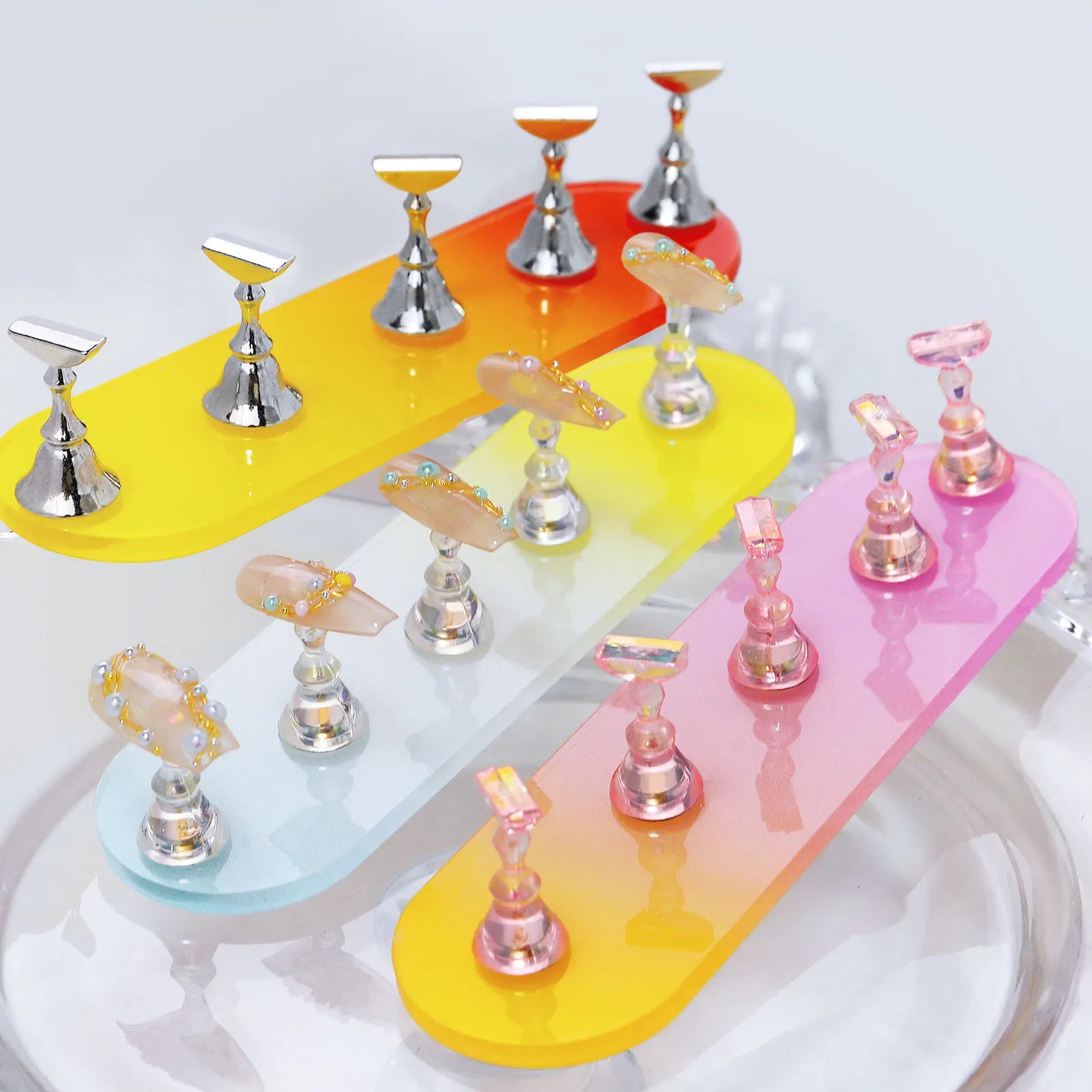 Magnetic Nail Stand with Crystal Base False Tips Practice Art Display Holder for Manicure Scissors in Nail Salons