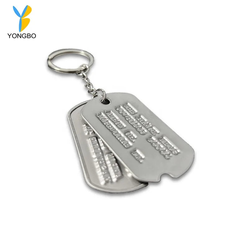Promotional Steel Key Chain for ID Cards Dog Tags Embossed Logo