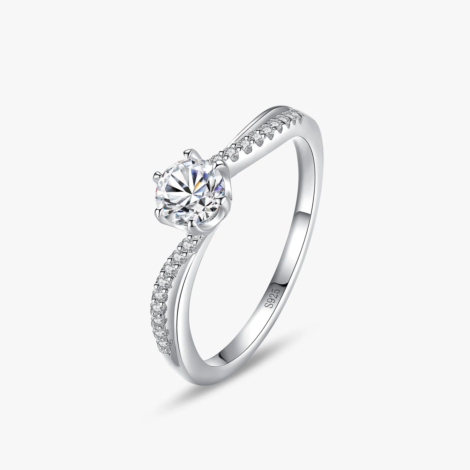 Ailmay Dazzling Sparkling Engagement Finger Rings Authentic 925 Sterling Silver Clear Zircon Rings Fine Female Fashion Jewelry