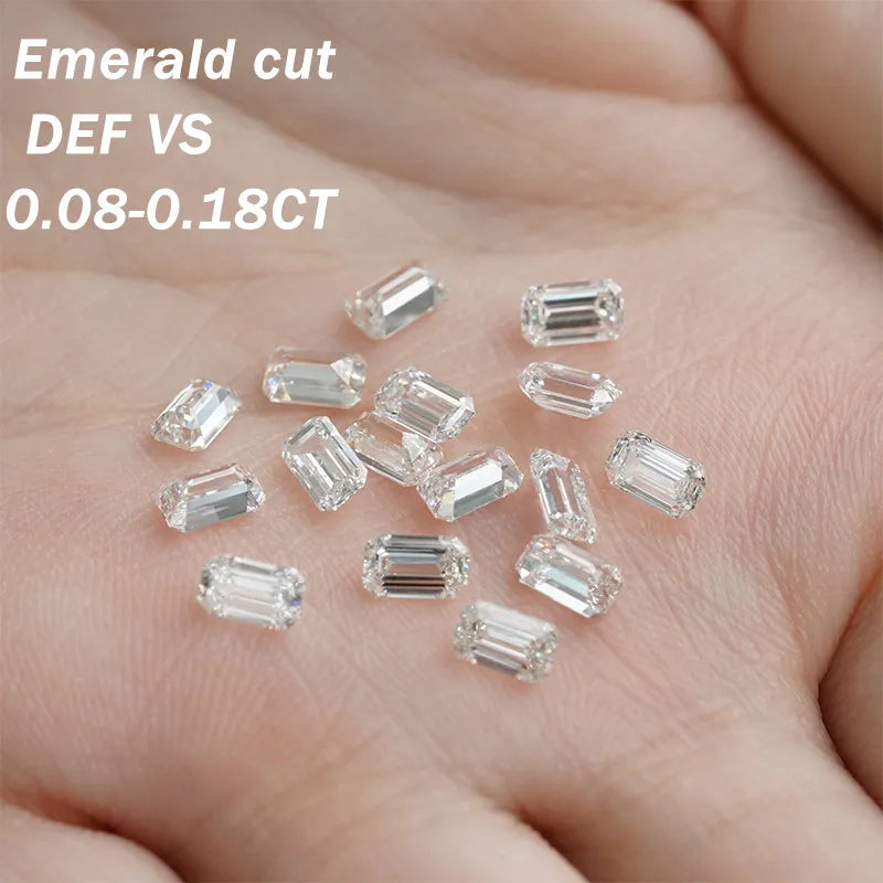 Hpht Cvd Diamond Def Vs Wholesale Price Melee Lab Grown Diamonds 2x3/2x4/2.5x3.5/2.5x4mm Small Emerald Cut Man Made Diamond