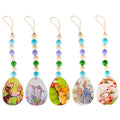 28cm Easter DIY Rabbit Oil Painting Bead Hanger Wood Bead String Tassel for Festival and Party Decorations