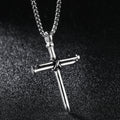 European and American Hip Hop Stainless Steel Nail Cross Necklace Personality Retro Stainless Steel Pendant Jewelry Necklace