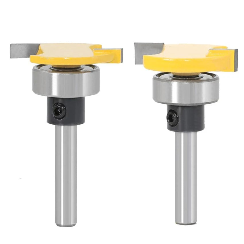 6mm 1/4 Inch Shank Tungsten Carbide 2T Slot Grooving Woodworking Router Bits with Bottom Bearing Wood Mill Cutter