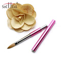 Socheal Pink Metal Handle #2-#24 100% Pure Kolinsky Acrylic Nail Brush Round Crimped Head for Acrylic Nails
