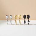 Hiphop Punk New Stainless Steel Korean Men Women Triangle Dangle Clip-On Ear Piercing Hoop Drop Earrings for Gift