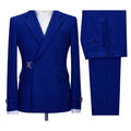 New Prom Men Suits Royal Blue Green Jacket Trousers 2 Pieces Set Release Buckle Elegant Wedding Evening Men Dress