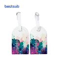 PUXLP05GWH Sublimation Blank White Double Side  Arcuation Shape Customized Business Card Travel Bags PU Leather Luggage Tags