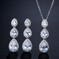 Miallo European Bridal Jewelry Sets Water Drop Zircon Pendant Necklaces Chain Earrings Set Wedding  Banquet Party Accesorios