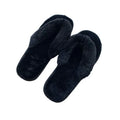 Drop Shipping 1 Pair Pure Black Comfy Fur Slides in Thong Style Furry Flip Flop House slippers for Women Men