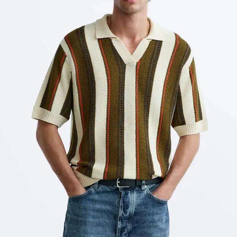 Ottoknit Knitted Warp Jacquard Pique Fabric Polo Shirt Breathable Textured Design Men's Luxury Knit Polo