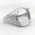 Sterling Silver 12*16mm Semi Mount Men's Ring Frame Empty Blank Claw Setting S925 Base Holder Without Center Stone for DIY Inlay