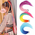 60cm 24inch Hair Color Gradient Dirty Braided Ponytail Women Girls Kids Elastic Hair Band Rubber Band Ponytail Hair Extension