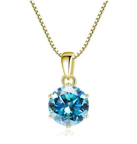 S925 Sterling Silver 1 Carat Moxamite Six Claw Pendant Necklace with Diamond Collarbone Chain for Women