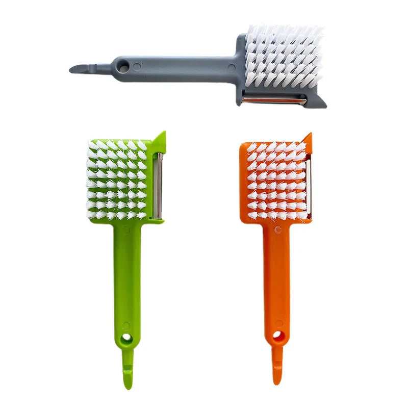 3 in 1 Kitchen Tools Plastic Garlic Grinder Fruit & Vegetable Peeler with Brush Opener for Convenient Use