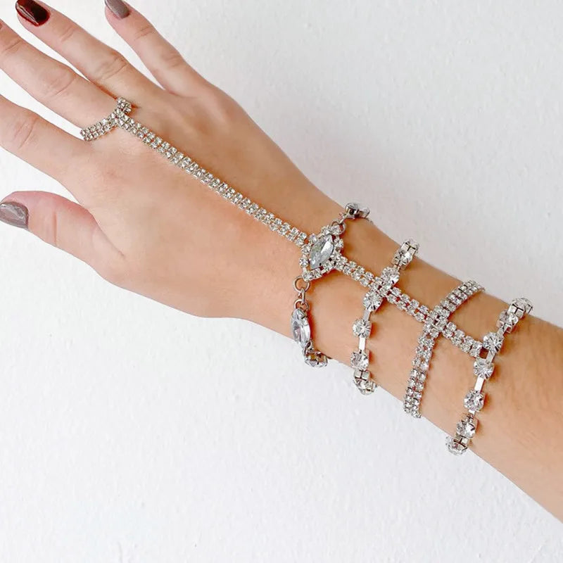 European and American Summer Bridal Rhinestone Hand Chain - Cross-Border Fashion Street Style Zircon Stone Jewelry