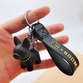 Cartoon Resin Puppy Keychain with Rope Dog Keyring