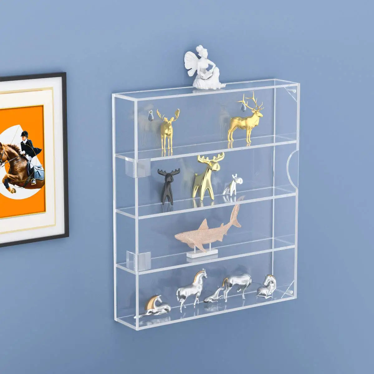 Modern Wall Mounted Clear Acrylic Display Case with Hinged Door for Anime Cartoon Figure Toy