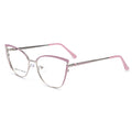 WXCXX-2007 New Factory Metal Cat Eye Full Rim Solid Optical Frame for All Face Gray Myopia Eyeglasses with Spring Temple
