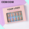 30pcs Custom Logo Short Almond Handmade Press on Nails Wholesale Fake Artificial Nails Supplies Soft Gels Luxury Press on Nails