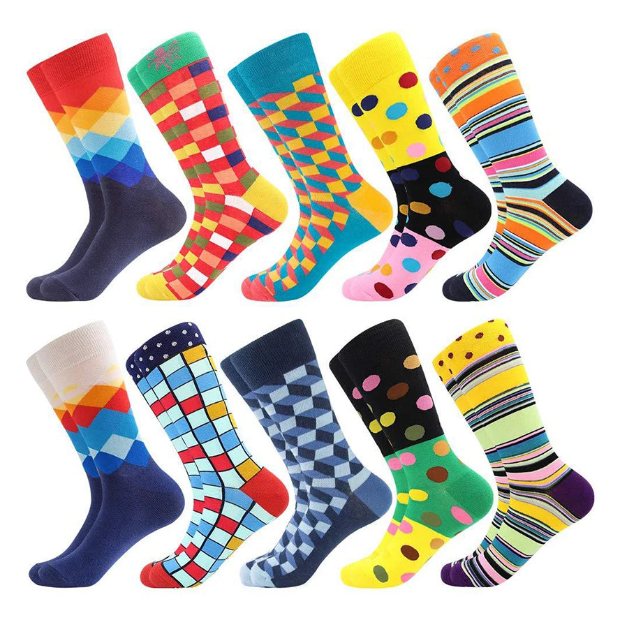 Bulk Wholesale Cotton Novelty Funny Mens Dress Socks Unisex Striped Colorful Festival Crazy Socks