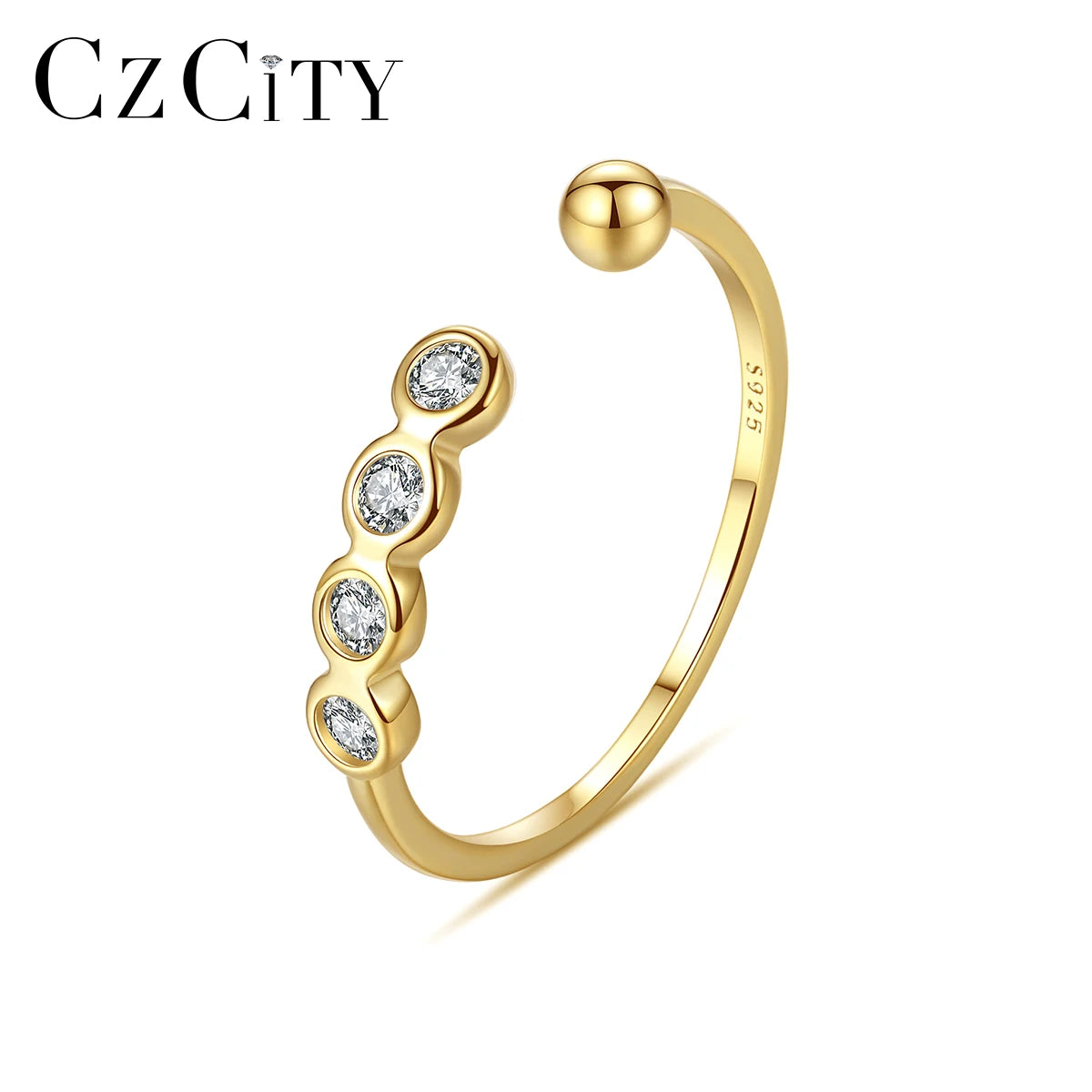 CZCITY Charm Gift Engagement Diamond White Gold New Trendy Jewelry Mexican Jewellery Silver Band Ring
