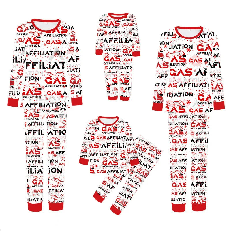 New Christmas English Letter Printing Family Dress Long Sleeve Trousers Home Dress Pajamas Sets