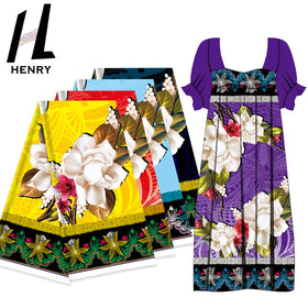Island Big Flower Spotted Pattern Print Fabrics Custom 100% Polyester Printed Fabric for Garment Mumu Dress Skirt