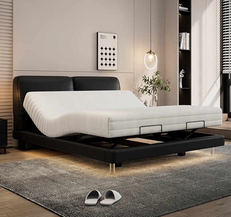 Modern Luxury Leather Electric Reclining Adjustable Bed Multifunctional 4 Motor Heavy Duty Assembled AI Intelligent Master