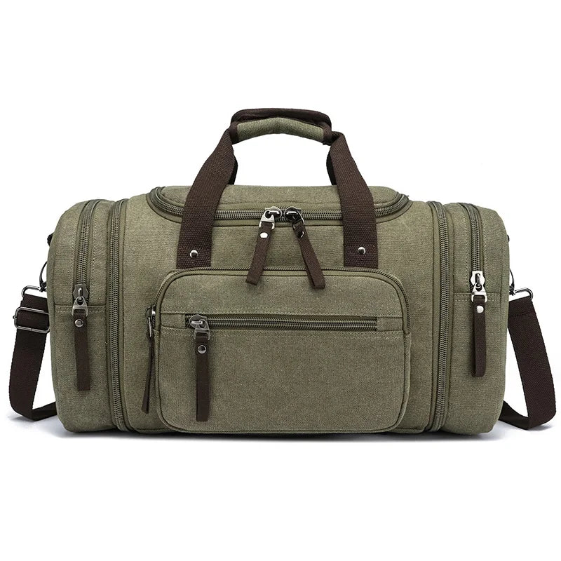 Custom Logo Expandable Large Functional Travel Luggage Shoulder Bag Weekender Overnight Gym Canvas Duffel Bags for Men