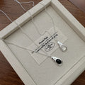 Geometric Silver Link Chain Necklaces  925 Sterling Silver Black White Agate Pave Tear-Drop Pendant Necklaces for  Women