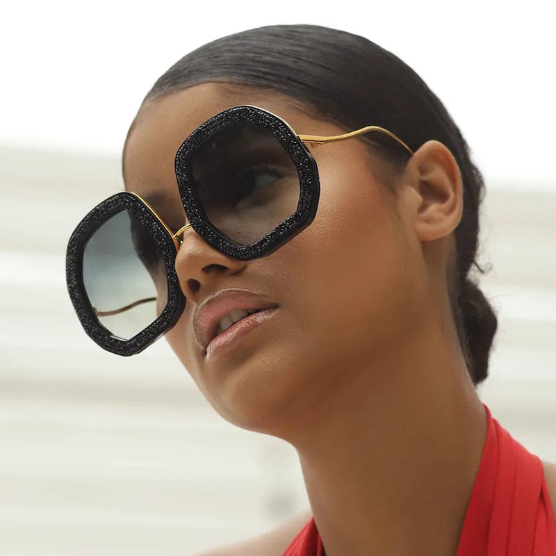 Luxury Fashion Bling Big Oversized UV400 Sunglasses with Metal Legs From CROESUS Unisex