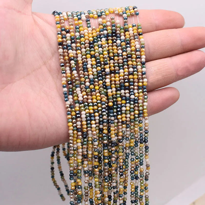 New Color 2mm Crystal Rondelle Faceted Glass Beads Round Crystal Loose Spacer Beads for Jewelry Making DIY Necklace Bracelet