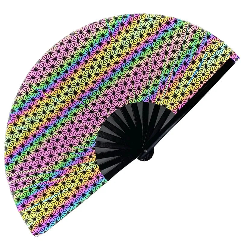 FAREA Custom Rave Fan Kpop Printed Logo Personalized UV Bamboo Folding Hand Fans Bag Gift Business Folk Wedding OEM Art