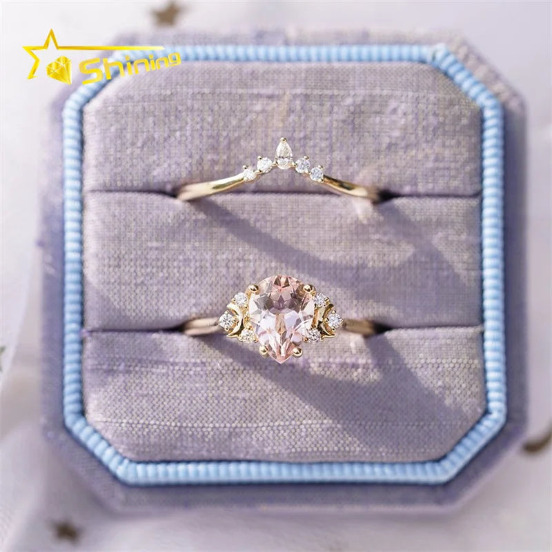 Fine Jewelry Moissanite Engagement Rings Set 10K 14K 18K Gold Sterling Silver 925 VVS Moissanite Diamond Wedding Rings Set