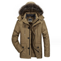 Hot Selling Men's Medium Length Plus Fleece Thickened Warm Cotton-padded Jacket Plus Size Wool Collar Cotton-padded Jacket