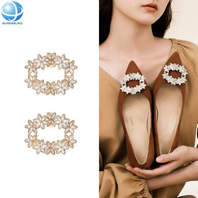 Square Flower Shoe Accessories Diamonds Buckle Glitter Rhinestone Shoe Clip Wedding Shoe Embellishments