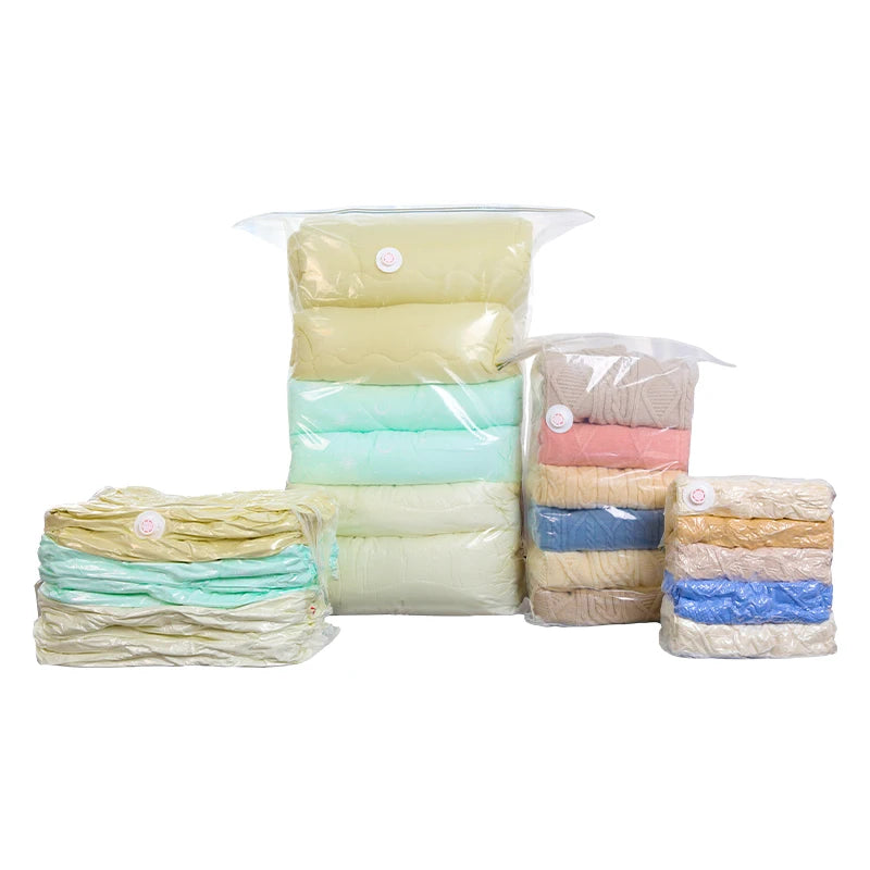 80% Space Saver 7-layer Vacuum Storage Bags for Bedding & Clothing & Wardrobe PA+PE Material Explosion Proof Zipper Travel Ready