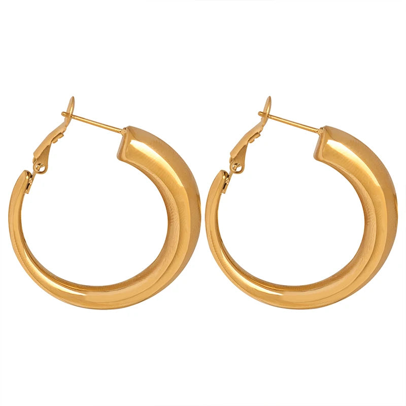 Minimalist Women Earrings Round Hoop Earrings 18k Gold Plated Hypoallergenic Non Tarnish Fashion Jewelry Wholesale