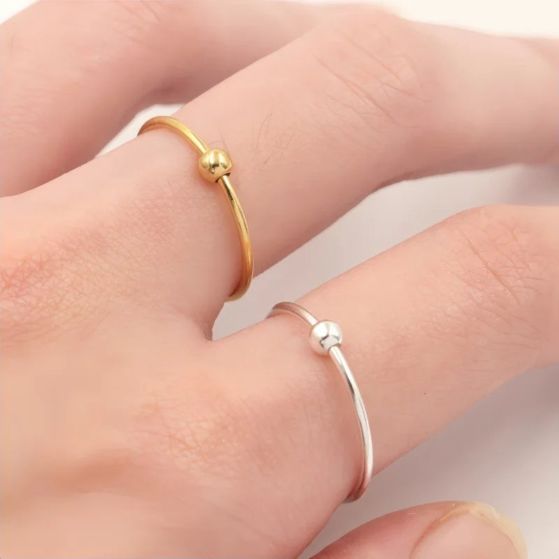 Fashion Gold Filled 1.0mm Spinner Rings with 3mm Bead for Jewelry Women