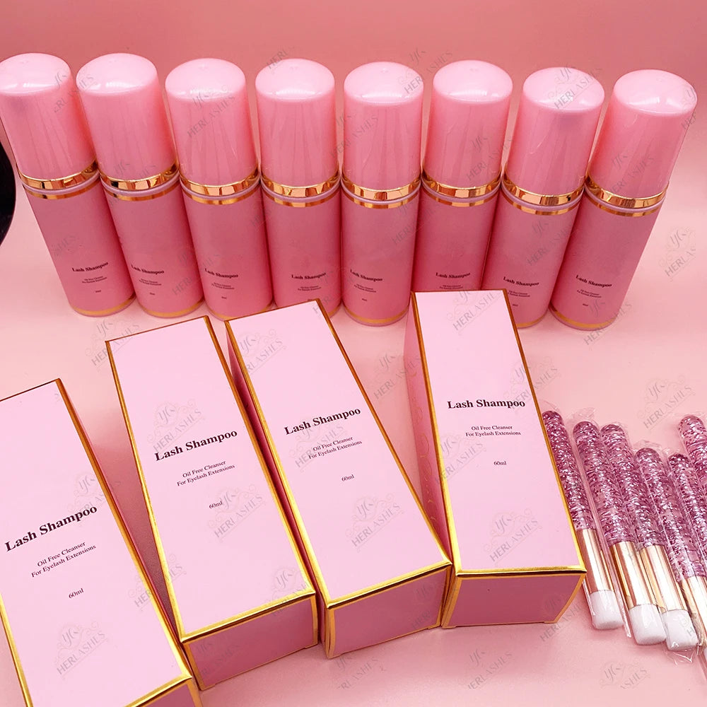 Free Samples Sensitive Lash Shampoo Foam Bottle With Private Label and Packaging Lash Cleanser logo Bottles