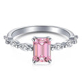 Fashion Jewelry Trendy Emerald Cut Wedding Rings Real 925 Sterling Silver Cubic Zircon Ring for Women