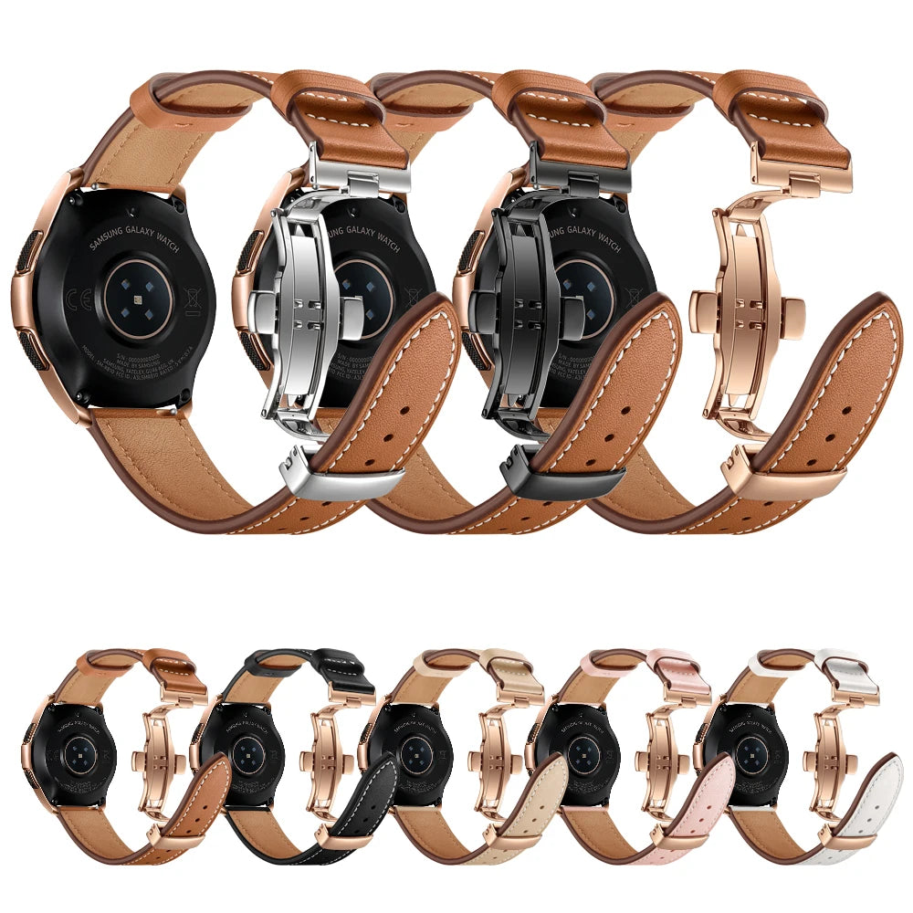 ShanHai 22mm 20mm Band for Samsung Galaxy Watch 3 45mm Gear S3 Amazfit Bip Huawei Watch GT 2 Strap Genuine Leather Bracelet Belt